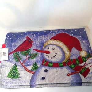 Christmas House 3 Piece Tapestry Placemats Christmas Cardinal and Snowman